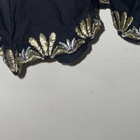 Rachel Zoe Black Gold Silver Embroidered Long Sleeved Dress Swim Coverup Size L - Picture 4 of 10